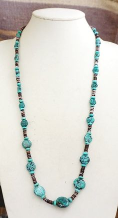 Polished Turquoise Beads Necklace For Festival, Bohemian Adjustable Single Strand Turquoise Necklace, Adjustable Bohemian Single Strand Turquoise Necklace, Festival Turquoise Necklace With Natural Stones, Turquoise Single Strand Necklace For Festival, Adjustable Single Strand Turquoise Bohemian Necklace, Southwestern Turquoise Beaded Necklaces For Beach, Southwestern Turquoise Necklace With Gemstone Beads For Festival, Southwestern Style Necklaces With Natural Stones For Beach