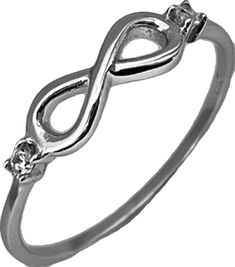 Adjustable Infinity Promise Ring, Silver Cubic Zirconia Infinity Ring, Silver Infinity Ring With Diamond Accents, Infinity Midi Rings For Anniversary, Anniversary Infinity Midi Rings, Adjustable Infinity Stackable Rings, Elegant Silver Infinity Midi Rings, White Gold Infinity Promise Ring, Silver Infinity Diamond Ring With Accents