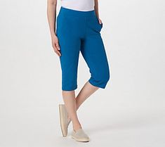 Not too short, not too long -- these stretch skimmers satisfy many spring and summer styles. From Denim & Co.® Fashions. Stretch Short Leg Bottoms For Summer, Casual Stretch Bermuda Bottoms, Blue Comfort Stretch Bottoms For Spring, Stretch Bottoms With Pockets And Short Leg, Stretch Cotton Bermuda Bottoms, Stretch Cotton Capris With Pull-on Style, Summer Comfort Stretch Pants With Pull-on Style, Summer Straight Leg Pants With Comfort Stretch, Summer Comfort Stretch Bottoms With Pockets