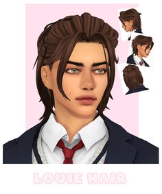 the character is wearing a suit and tie with long hair, but without his eyes