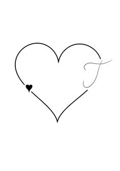 a black and white drawing of a heart with a bird on it's side