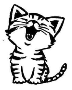 a black and white drawing of a cat