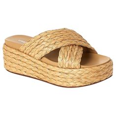 Urban Sport Quinci Raffia Platform Wedge Sandal  This sporty sandal offers the comfort foot bed your feet crave, along with a dose of sophisticated style. Pair it with everything from shorts to sundresses and enjoy your next adventure, fashionably. Summer Synthetic Platform Slippers With Arch Support, Comfortable Wedge Sandals For Summer Outings With Round Toe, Synthetic Summer Platform Slippers With Arch Support, Comfortable Wedge Heel Sandals For Vacation, Comfortable Platform Slippers For Beach, Comfortable Wedge Sandals With Woven Sole For Vacation, Wedge Sandals With Cushioned Footbed For Summer, Summer Slip-on Wedge Sandals For Outings, Chic Beach Sandals With Arch Support