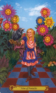 9 DE OUROS (WONDERLAND TAROT) – Tarolando Barbara Moore, Alice In Wonderland Book, Rider Waite, Tarot Art, Lewis Carroll, Reading Tarot Cards