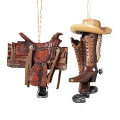 Western Saddle Ornament for Christmas Tree Cowboy Equipment, Kurt Adler Ornaments, Western Christmas Tree, Cowboy Accessories, Horse Collection, Hat Ornament, Native American Decor, Old Western, Old World Christmas Ornaments