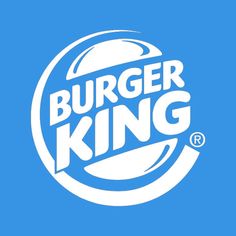 the burger king logo on a blue background