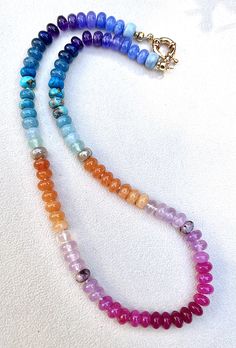 Tropical Ocean Necklace IX 8 Mm Knotted, Knotted Gemstone Necklace, Rainbow Gemstone Chunky Candy Necklace, Silk Knotted Necklace - Etsy Candy Necklace, Tropical Ocean, Ocean Necklace, Candy Necklaces, Knotted Necklace, Rainbow Gemstones, Chunky Jewelry, Beading Wire, Knot Necklace