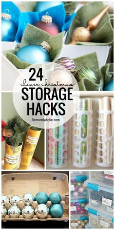 several different pictures with text that says 24 homemade storage hacks