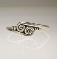 Sterling Silver Scroll Ring/ Silver Wave Ring/ Double Swirl Ring/ Silver Swirl Ring/ One of a Kind Ring/ Silver Thumb Ring/ Handmade Ring Elegant Sterling Silver Ring With Artistic Design, Unique Spiral Rings For Anniversary, Modern Twist Swirl Ring For Gift, Modern Twist Swirl Ring As Gift, Modern Twist Swirl Ring For Gifts, Spiral Sterling Silver Wedding Ring, Sterling Silver Swirl Rings For Gift, Hand Forged Spiral Ring As Gift, Hand Forged Spiral Ring For Gift