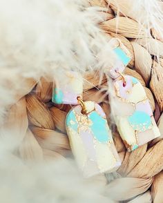 Pastel and Gold Leaf dangle earrings.  Resin coated.  Hypoallergenic studs. Pastel Drop Earrings Jewelry As Gift, Pastel Drop Earrings For Gifts, Pastel Dangle Jewelry For Gifts, Handmade Pastel Dangle Earrings, Earrings Resin, Resin Coating, Gold Leaf, Jewelry Earrings Dangle, Etsy App