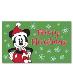 a mickey mouse christmas card with snowflakes