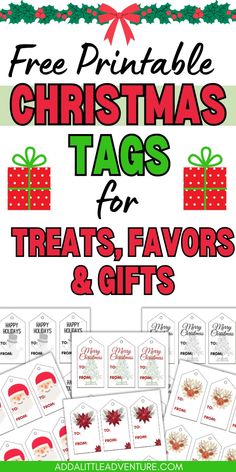 Free Printable Christmas Tags for Treats, Favors & Gifts Present Tags Christmas, Christmas To And From Tags, Candy Gift Tags Free Printables, Holiday Gift Tags Printable Free, Editable Christmas Tags Free Printable, Free Christmas Gift Tags, Christmas Treat Packaging, Cookie Tags Printable Free, Grinch Gift Tags Free Printable