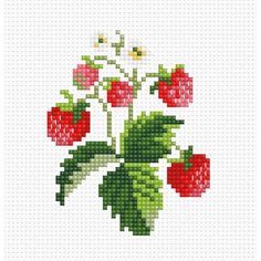 a cross stitch pattern with flowers and leaves