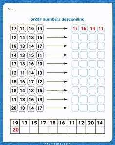 the order numbers and place value worksheet for kids to practice number identification skills