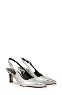 A flat heel modernizes a pointy-toe pump secured with an elasticized strap and lined with breathable leather. 2 1/2" heel Leather upper, lining and sole Imported Synthetic Pointed Toe Slingback Sandals With Padded Heel, Synthetic Slingback Sandals With Padded Heel And Pointed Toe, Synthetic Slingback Pumps With Sculpted Heel And Ankle Strap, Synthetic Slingback Pumps With Sculpted Low Heel, Synthetic Medium Width Slingback Pumps With Ankle Strap, Medium Width Synthetic Ankle Strap Slingback Pumps, Synthetic Slingback Pumps With Padded Heel And Pointed Toe, Synthetic Slingback Pumps With Padded Low Heel, Synthetic Slingback Pumps With Sculpted Heel