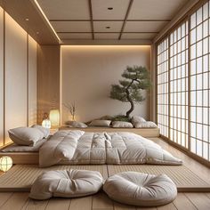 Japanese Bedroom Interior, Japanese Bedrooms, Bedroom Interior Ideas, Japanese Bedroom Design, Japanese Inspired Bedroom, Japan House Design, Apartemen Studio, Japanese Style Bedroom