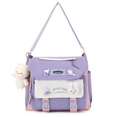 PRICES MAY VARY. 【HIGH QUALITY MATERIAL】 The kawaii shoulder bag is made of high-quality nylon fabric, which is wear-resistant and good in texture, durable to use. 【LARGE CAPACITY】 Size:12.6x11x4.3in. The storage space of this kawaii messenger bag is big enough for your daily belongings. You can easily take your iPad, cell phone, book, wallet, makeup, etc. with you. 【KAWAII ACCESSORIES】Comes with kawaii pins and stuffed pendant. You can also DIY the cute crossbody bag with other kawaii accessori Big Cross Body Bag, Kawaii Satchel Shoulder Bag For Everyday Use, Aesthetic Messenger Bag, Cheap Kawaii Satchel Shoulder Bag, Pink Kawaii Shoulder Bag With Large Capacity, Pink Harajuku Style Satchel Shoulder Bag, Kawaii Pink Satchel Shoulder Bag, Kawaii Purse, Kawaii Pins