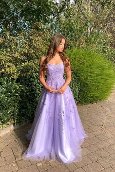 Purple Lace Tulle A-line Evening Dresses Long Prom Dresses for Women A-line Formal Dresses,GD412 on Storenvy Vestido Color Lila, Lilac Prom Dress, Prom Dress Purple, Purple Evening Dress, A Line Prom Dress, Purple Prom, Purple Prom Dress, Corset Dress Prom, Lace Formal Dress