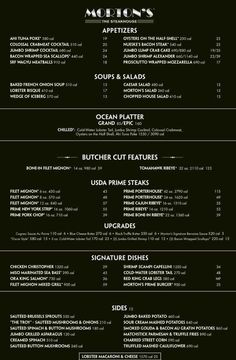 the menu for an eatery with black and white lettering on it, including two different types