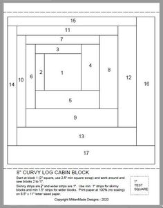 the floor plan for a cubby log cabin block, with instructions to make it