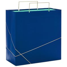 a blue shopping bag with two handles on it