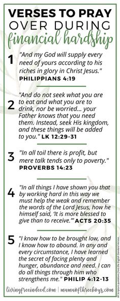 the verse to pray over during financial handshakt is shown in green and white