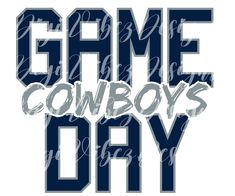 the word game cowboys day written in grey on a white background