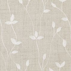 a beige wallpaper with white leaves on it