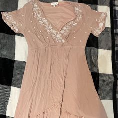 Bought From An Online Boutique (Boheme) Never Worn. Mauve Colored. Bohemian Boho Dress With Short Sleeves For Brunch, Bohemian Rayon Mini Dress With Short Sleeves, Spring Boho Short Sleeve Dress In Rayon, Bohemian Rayon Mini Dress For Brunch, Bohemian Rayon Mini Dress For Day Out, Bohemian Floral Dress, Long Sleeve Boho Dress, Boho Dresses Long, Green Lace Dresses