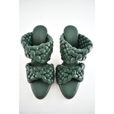 Bottega Veneta | Shoes | Bottega Veneta Curve Padded Green Vert Foncee Leather Sandal Mule Heel Pump 36 | Poshmark Luxury Green Sandals With Padded Heel, Bottega Veneta Green, Luxury Green Summer Mules, Bottega Veneta Green Shoes, Luxury Green Bag With Intrecciato Weave, Bottega Veneta Shoes, Mule Sandals, Leather Mules, Sandal Fashion