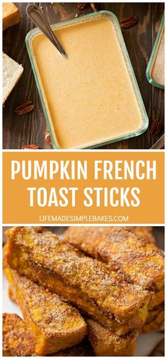 pumpkin french toast sticks with cinnamon butter in the middle