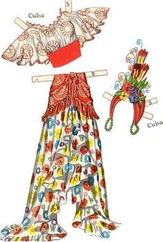 an illustration of a dress and headpiece for a child's costume