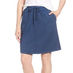 Nic+Zoe Open Road Skirt Pull-On Style; Elasticized Drawstring Waist Front Pockets Unlined Size: 10 Color: Navy Blue 59% Cotton, 40% Modal, 2% Spandex Waist 32” Length 21” New With Tags Retail $68 Casual Navy Skirt For Summer, Casual Navy Skirt For Spring, Casual Blue Mini Skirt, Casual Navy Knee-length Skirt, Blue Casual Skirt With Relaxed Fit, Blue Casual Skirt Relaxed Fit, Navy Casual Knee-length Bottoms, Navy Casual Bottoms With Lined Skirt, Blue Skirt With Elastic Waistband And Relaxed Fit