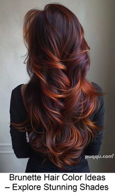 Brown Hair With Red Highlights Auburn, Red On Dark Hair, Brunette Red Balayage, Trendy Brunette Hair, Brunette Hair Color Ideas, Burgandy Hair, Red Ombre Hair, Colored Hair Tips