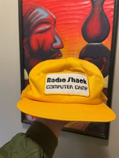 Cheap Retro Snapback Trucker Hat, Vintage 5-panel Trucker Hat For Outdoor, Vintage Yellow Snapback Trucker Hat, Vintage 5-panel Trucker Hat, Vintage 5-panel Trucker Hat With Logo Patch, Radio Shack, Crypto Coin, Rap Tee, Vintage Cap