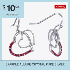 Included: 1 Pair of EarringsFeatures: Nickel FreeEarring Back: WireShape: HeartStone Cut: RoundStone Millimeter Measurement: 1.2 Mm LengthMetal Color: Silver ToneEarring Length: 24.6mmEarring Width: 18mmCare: Wipe CleanStone Type: 26 CrystalEarrings Style: Drop EarringsMetal: Pure Silver Over BrassCountry of Origin: Imported Purple Jewelry, Heart Drop Earrings, Crystal Stones, French Wire, Earrings Drop, Sparkling Crystal, Crystal Heart, Pure Silver, Stones And Crystals