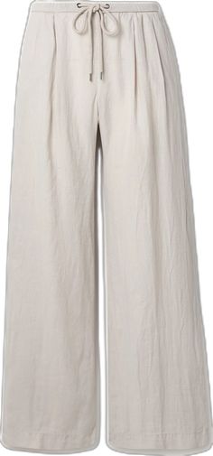 Beige Wide Leg Pants For Daywear, Summer Daywear Neutral Bottoms, Summer Neutral Bottoms For Daywear, Neutral Summer Daywear Bottoms, Neutral Summer Pants For Daywear, Neutral Linen Bottoms For Daywear, Relaxed Fit Wide Leg Pants For Daywear, Neutral Summer Daywear Pants, Neutral Wide Leg Pants With Relaxed Fit For Summer