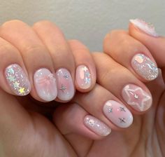 Japanese Nail Art Short Nails, Short Japanese Nails, Enhypen Inspired Nails, Japanese Jelly Nails, Pink Kawaii Nails, Japanese Inspired Nails, Japanese Gel Nails, Japanese Manicure, Japanese Nail