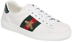 Gucci New Ace Sneaker Italian Sneakers, Sneaker Men, Classic Leather, Sneaker Shopping, Leather Sneakers, Converse Sneaker, Converse, Nordstrom, Stripes