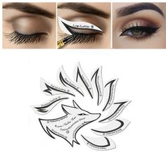 With our Eyeliner Eyeshadow Stickers you can draw professional eyeliner as well as eyeshadow in a few seconds and look spectacular! No more smokey or raccoon eyes. It is a time-saving and multi-tasking beauty tool. Package Content: 220pcs/10pack Eyeliner stickers Eyeshadow Stencil, Fox Eyeliner, Under Eye Creases, Raccoon Eyes, Eye Makeup Stencil, Eye Crease, Makeup At Walmart, Eyeliner Stickers, Everyday Eyeshadow