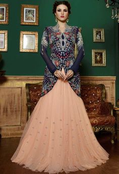 Peach Georgette Lehenga Kameez..@ fashionsbyindia.com #designs #indian #womens #style #cloths #stylish #casual #fashionsbyindia #punjabi #suits #wedding #saree #chic #elegance #beauty #outfits #fantasy #embroidered #dress #lehenga #choli #PakistaniFashion #Fashion #Longsuit #FloralEmbroidery #Fashionista #Fashion2015 #IndianWear #WeddingWear #Bridesmaid #BridalWear #PartyWear #Occasion #OnlineShopping #instablogger #fashionblog #beautyblogger #thephotodiary #bride #indianwedding #india Anarkali Lehenga, Lehenga Blouse Designs, Indo Western Dress, Net Lehenga, Awesome Outfits, Lehenga Blouse, Bridal Lehenga Choli