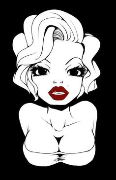 a woman's face with red lips and white hair