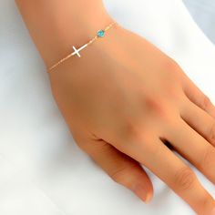 Cute and delicate Cross bracelet with personalized Birthstones, available in sterling, gold, or rose gold.  Will be gift wrapped and ready for gifting.  Length is adjustable. Birthstone Cross Bracelet - Christmas gifts for her mom sister daughter, Confirmation gift for girl, Birthday gifts, CR04BS Dainty Rose Gold Bracelets For Personalized Gift, Dainty Rose Gold Bracelet For Personalized Gift, Custom Rose Gold Dainty Bracelet, Dainty Name Bracelet For Birthday Gift, Dainty Rose Gold Bracelets For Birthday Gift, Dainty Rose Gold Bracelet For Birthday Gift, Rose Gold Bracelet For Birthday Gift, Adjustable Rose Gold Rosary Bracelet Gift, Dainty Hypoallergenic Rosary Bracelet Gift