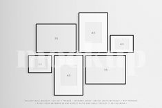 four black and white square frames on a wall with the number twenty five below them