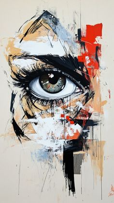 a painting with an eye painted on it