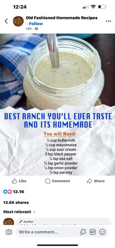 an ad for the best ranch sauce ever taste and it's made with just 3 ingredients