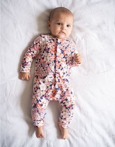 Easy Zip Organic Cotton Sleepsuit – Floral | Seraphine Nappy Change, Bib Set, Organic Cotton Baby, Girls Prints, Baby & Toddler Clothing, Kids Stuff, Night Time, Baby Toddler, Baby Clothes