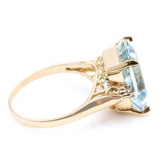 6.58 Carats Impressive Natural Aquamarine and Diamond 14K Yellow Gold Ring Suggested Replacement Value: Approx. $4,000.00 Total Natural Aquamarine Weight is: Approx. 6.50 Carats Aquamarine Measures: Approx. 12.00 x 10.00mm Natural Round Diamonds Weight: Approx. 0.08 Carats (color G-H / Clarity SI1-SI2) Ring total weight: Approx. 3.2 grams Disclaimer: all weights, measurements and colors are approximate and may vary slightly from the listed dimensions or as seen in the image. All pictures are mag Exquisite Yellow Gold Rings For Evening, Exquisite 14k Gold Rings For Formal Occasions, Elegant 14k Gold Baguette Cut Topaz Ring, Luxury Sapphire Ring With Prong Setting For Formal Events, Formal Emerald Cut Birthstone Ring, Yellow Gold Gemstone Rings For Evening, Luxury Emerald Ring With Diamond Cut For Formal Events, Luxury Emerald Ring With Diamond Cut For Formal Occasions, Luxury Diamond-cut Emerald Ring For Formal Occasions