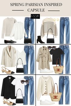 graphic of 6 different outfits to wear for spring What To Wear 2023, Wedding Guest Dresses Formal, Minimalist Wardrobe Capsule, Spring Summer Capsule Wardrobe, Classic Capsule Wardrobe, Dresses Wedding Guest