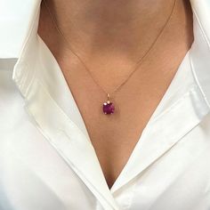 Beautiful And Dainty, This Rhodolite And Diamond Pendant Necklace Is Crafted In Fine 18k Yellow Gold. It Features A Square Shaped Rhodolite In Two Prong Setting With A Round Bezel Set Diamond On The Top. Chain Length: 16 Inches. Total Weight: 4.6 Gms. Comes With A Presentable Gift Box. Id: 019575 Elegant Faceted Yellow Gold Birthstone Necklace, Elegant Ruby Pendant Birthstone Necklace, Formal Birthstone Pendant Necklace, 14k Yellow Gold Necklace With Gemstone Accents, Ruby Pendant Necklace With Gemstone Accents, Elegant 14k Gold Necklaces With Gemstone Accents, Yellow Gold Necklace With Gemstone Accents, Elegant 14k Gold Birthstone Necklace With Briolette Shape, Exquisite Ruby Pendant Necklace